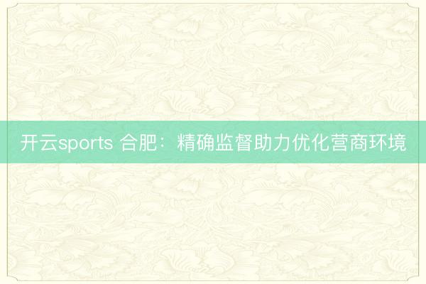 开云sports 合肥：精确监督助力优化营商环境