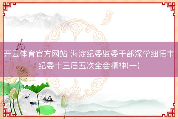 开云体育官方网站 海淀纪委监委干部深学细悟市纪委十三届五次全会精神(一)