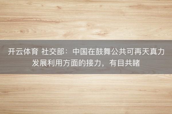 开云体育 社交部：中国在鼓舞公共可再天真力发展利用方面的接力，有目共睹