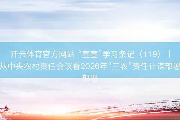 开云体育官方网站 “宣宣”学习条记（119）丨从中央农村责任会议看2026年“三农”责任计谋部署