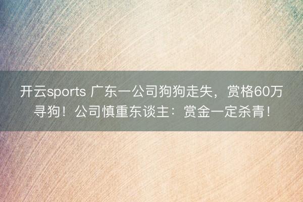 开云sports 广东一公司狗狗走失，赏格60万寻狗！公司慎重东谈主：赏金一定杀青！