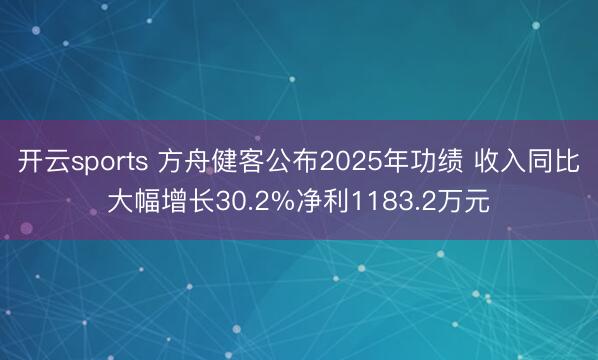 开云sports 方舟健客公布2025年功绩 收入同比大幅增长30.2%净利1183.2万元