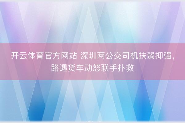 开云体育官方网站 深圳两公交司机扶弱抑强，路遇货车动怒联手扑救