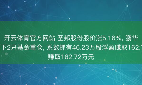 开云体育官方网站 圣邦股份股价涨5.16%, 鹏华基金旗下2只基金重仓, 系数抓有46.23万股浮盈赚取162.72万元