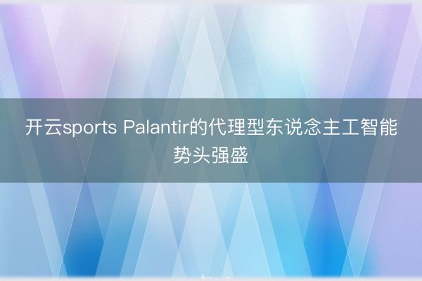 开云sports Palantir的代理型东说念主工智能势头强盛