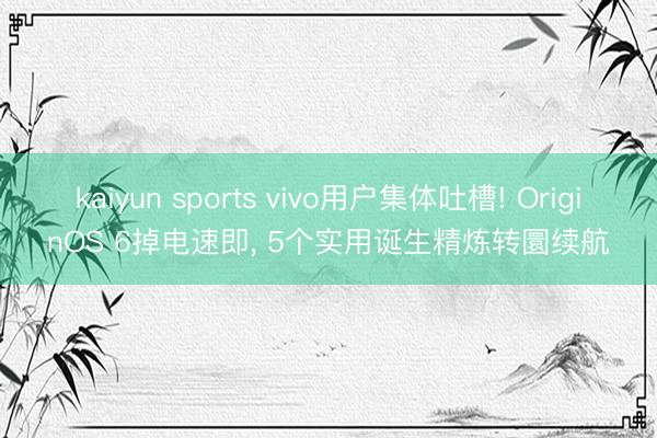 kaiyun sports vivo用户集体吐槽! OriginOS 6掉电速即， 5个实用诞生精炼转圜续航