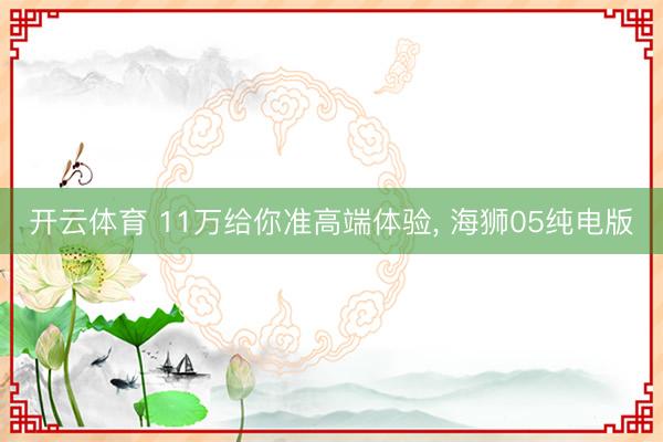 开云体育 11万给你准高端体验， 海狮05纯电版