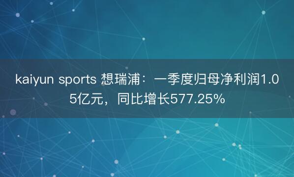 kaiyun sports 想瑞浦：一季度归母净利润1.05亿元，同比增长577.25%