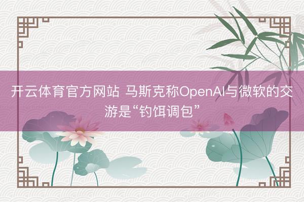 开云体育官方网站 马斯克称OpenAI与微软的交游是“钓饵调包”