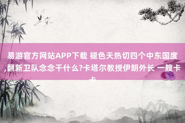 易游官方网站APP下载 褪色天热切四个中东国度,翻新卫队念念干什么?卡塔尔教授伊朗外长 一艘卡