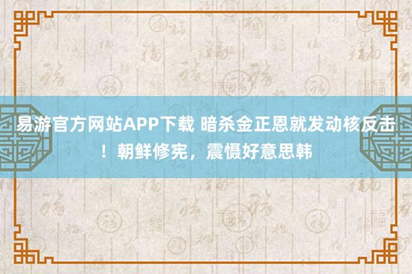 易游官方网站APP下载 暗杀金正恩就发动核反击!朝鲜修宪,震慑好意思韩