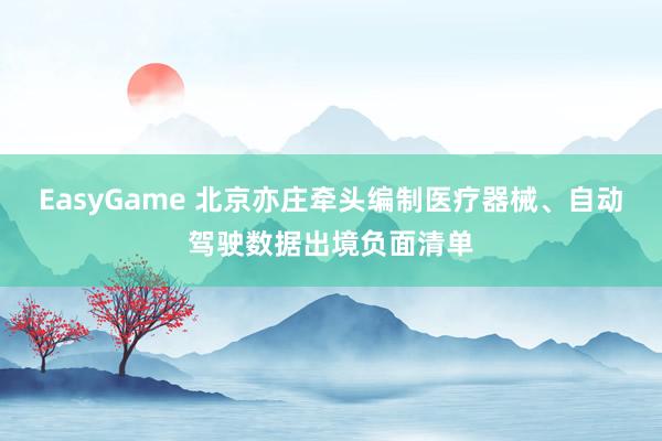 EasyGame 北京亦庄牵头编制医疗器械、自动驾驶数据出境负面清单