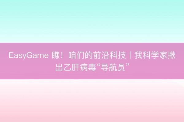 EasyGame 瞧!咱们的前沿科技丨我科学家揪出乙肝病毒“导航员”